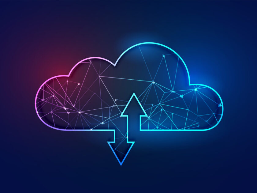 cloud computing polygonal wireframe technology concept background